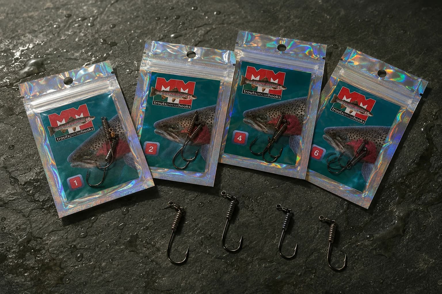 MM Trout Special Hooks: quattro misure di ami e le loro bustine