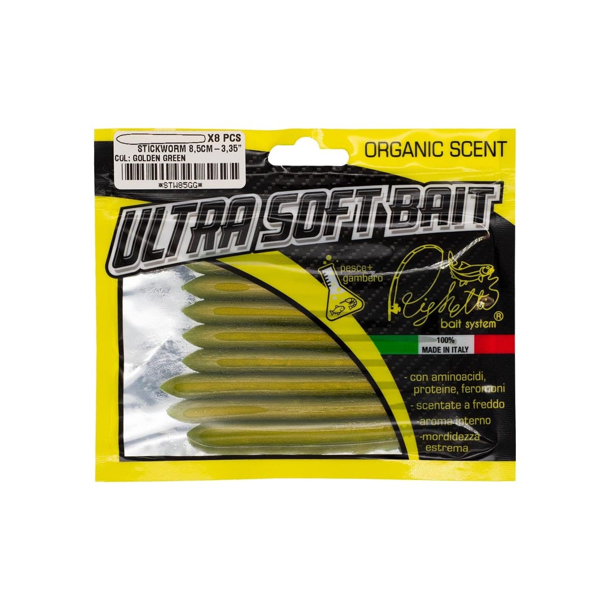 Busta di otto Stickworm verde oliva con dorso dorato