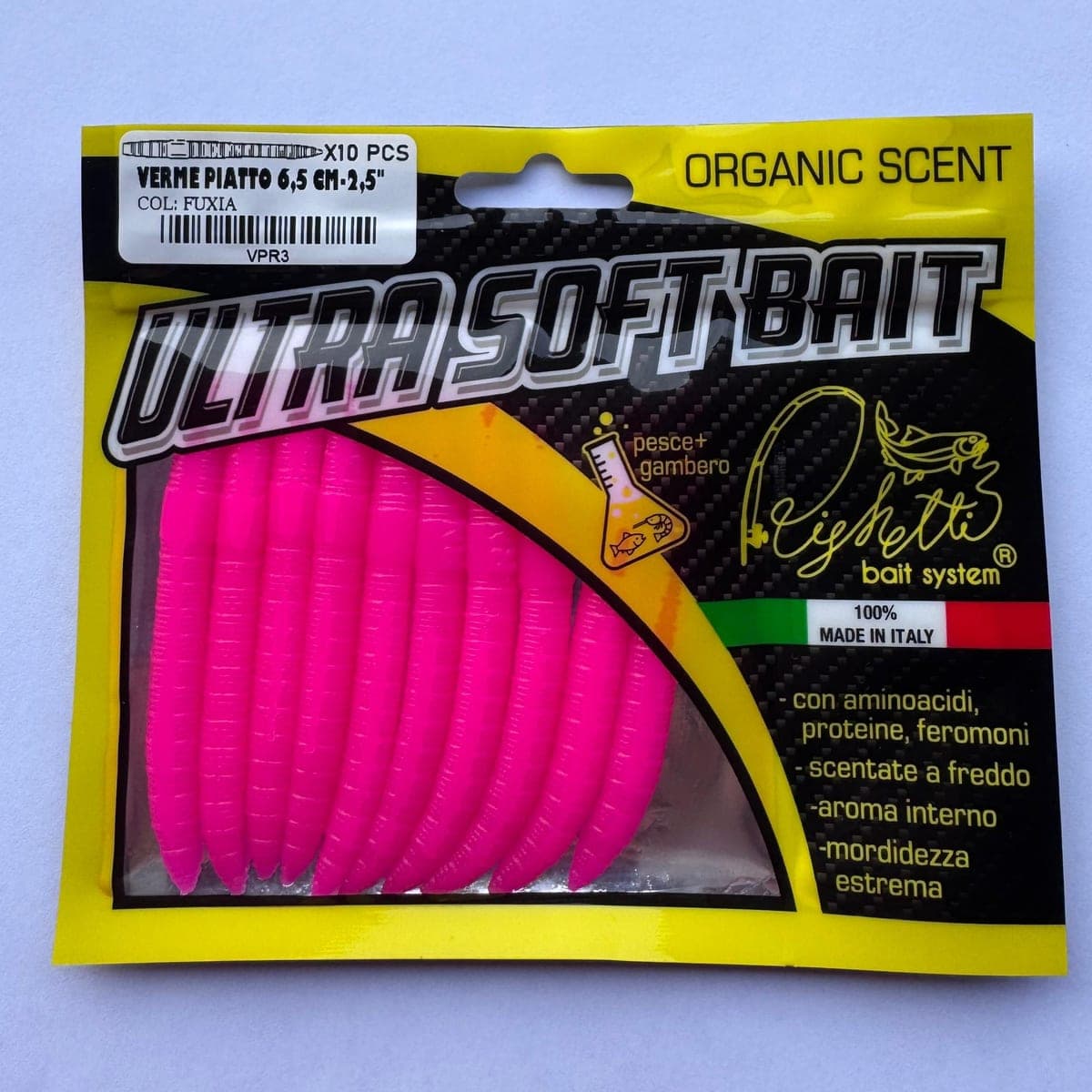 Busta di dieci vermi piatti fucsia