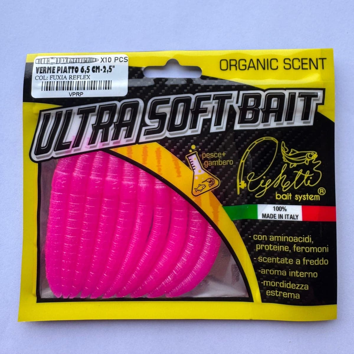 Busta di dieci vermi piatti fucsia reflex